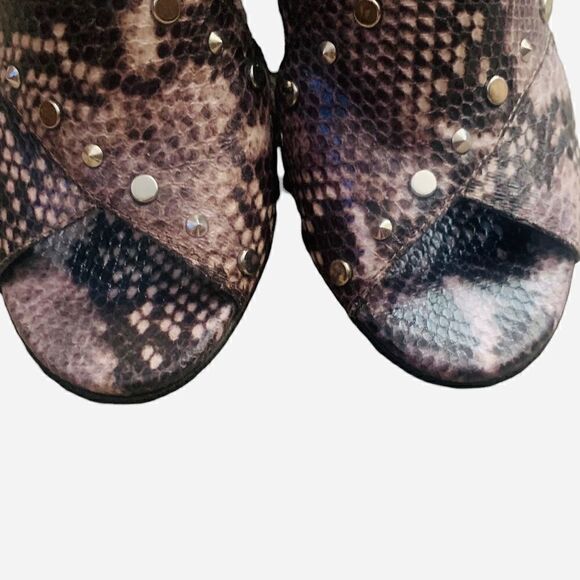 TopShop Brown Embellished Snakeskin Print Block Heel Sandals Size 38 - Picture 7 of 14